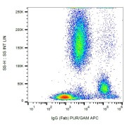 Surface staining of human peripheral blood cells with anti-human IgG Fab fragment and APC conjugated Goat Anti-Mouse secondary antibody. 123