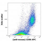 Flow cytometry surface staining of murine peritoneal fluid using CD86 antibody (0.5 µg/ml).